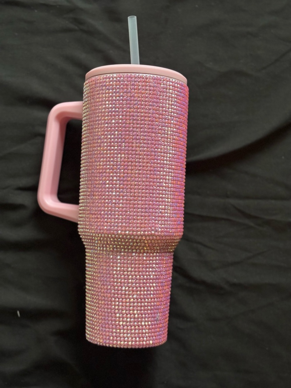 Pink Rhinestone Bling Tumbler with Handle